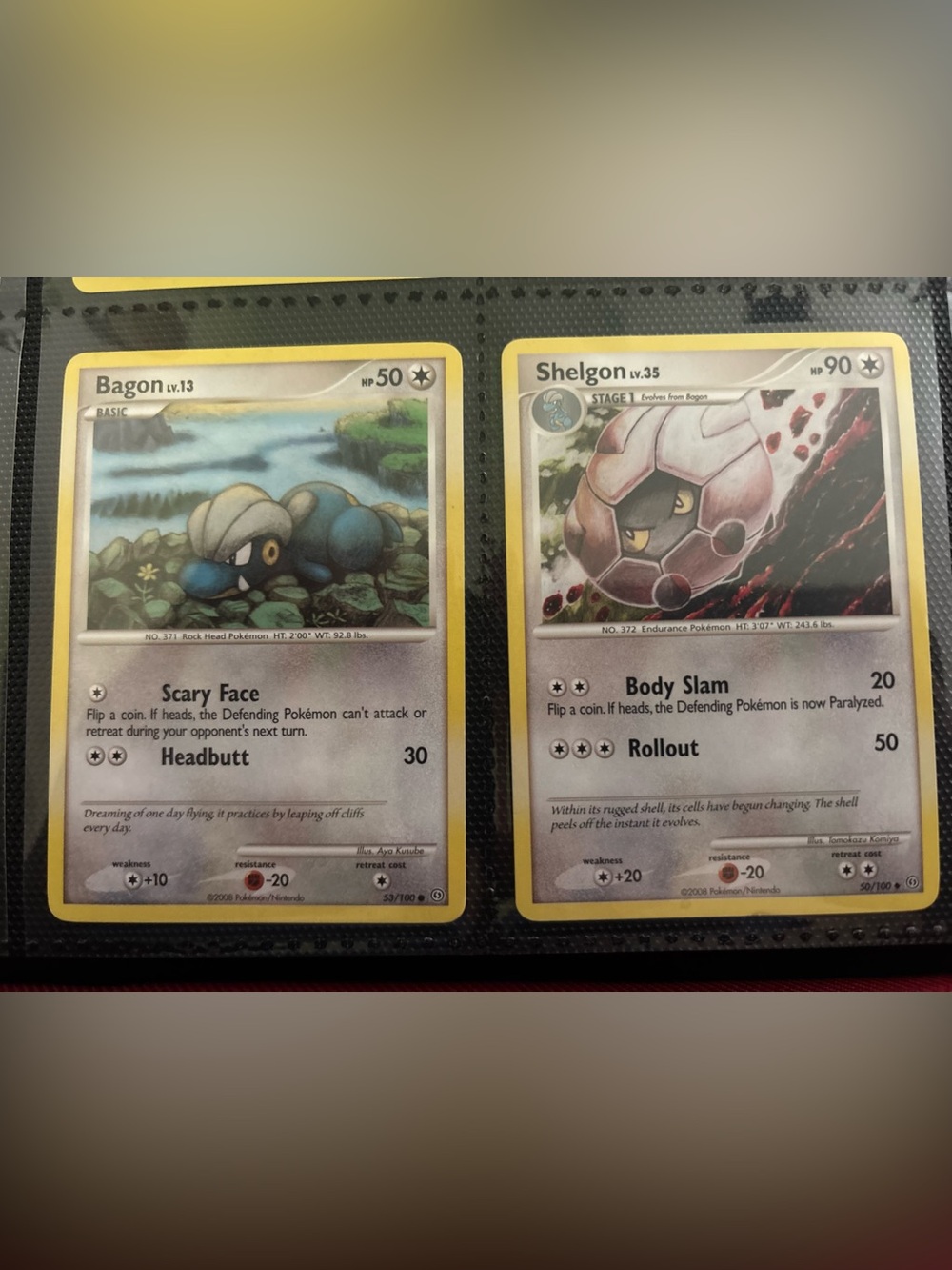 Pokemon Yellow-Edged Shelgon & Clamperl Trading Cards